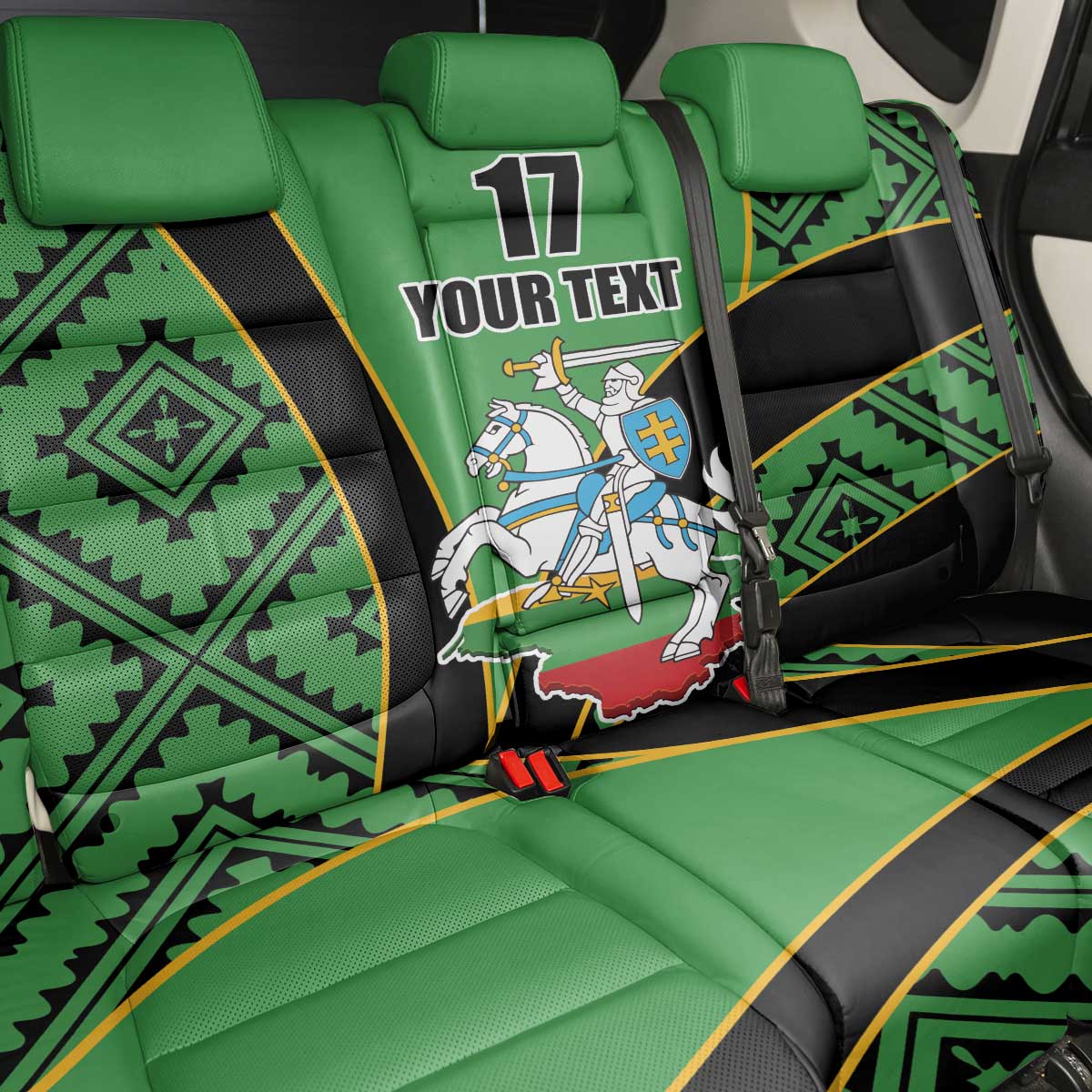 Republic of Lithuana Rugby Back Car Seat Cover Sporty Style