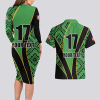 Republic of Lithuana Rugby Couples Matching Long Sleeve Bodycon Dress and Hawaiian Shirt Sporty Style