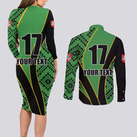 Republic of Lithuana Rugby Couples Matching Long Sleeve Bodycon Dress and Long Sleeve Button Shirt Sporty Style