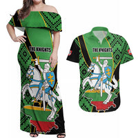 Republic of Lithuana Rugby Couples Matching Off Shoulder Maxi Dress and Hawaiian Shirt Sporty Style