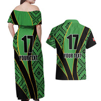 Republic of Lithuana Rugby Couples Matching Off Shoulder Maxi Dress and Hawaiian Shirt Sporty Style