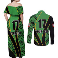 Republic of Lithuana Rugby Couples Matching Off Shoulder Maxi Dress and Long Sleeve Button Shirt Sporty Style