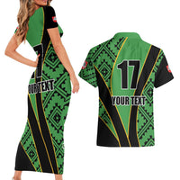 Republic of Lithuana Rugby Couples Matching Short Sleeve Bodycon Dress and Hawaiian Shirt Sporty Style