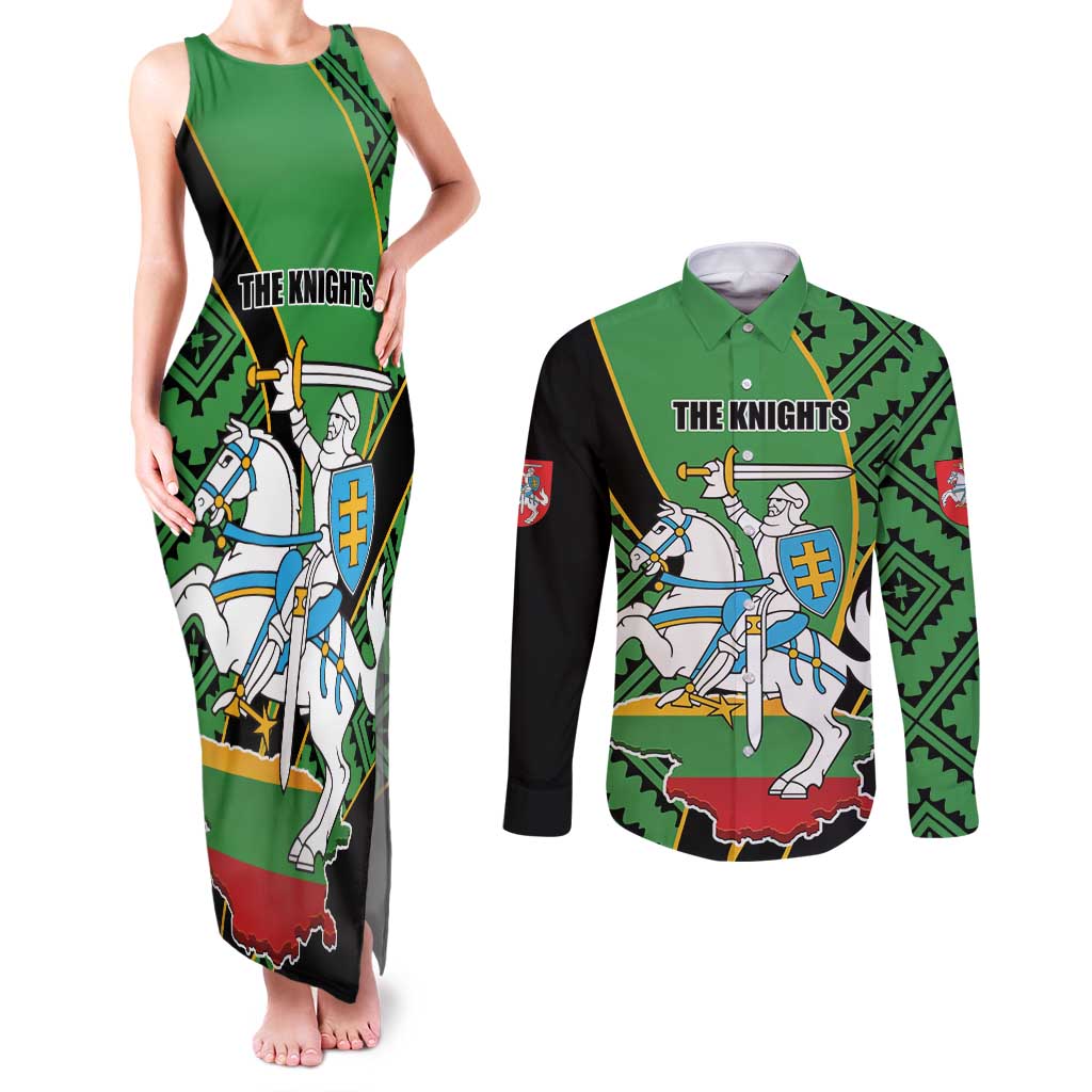 Republic of Lithuana Rugby Couples Matching Tank Maxi Dress and Long Sleeve Button Shirt Sporty Style