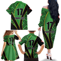Republic of Lithuana Rugby Family Matching Off The Shoulder Long Sleeve Dress and Hawaiian Shirt Sporty Style