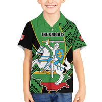 Republic of Lithuana Rugby Family Matching Off The Shoulder Long Sleeve Dress and Hawaiian Shirt Sporty Style