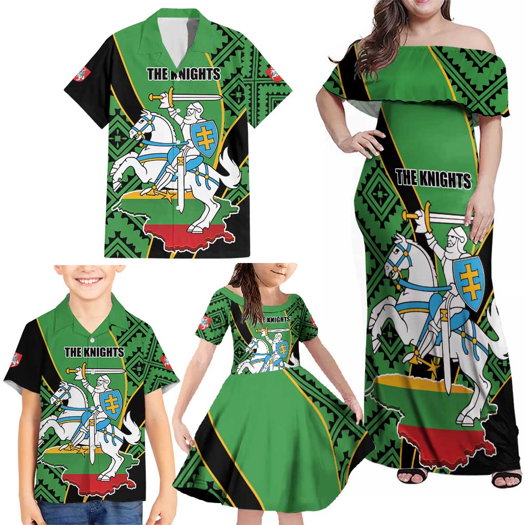 Republic of Lithuana Rugby Family Matching Off Shoulder Maxi Dress and Hawaiian Shirt Sporty Style