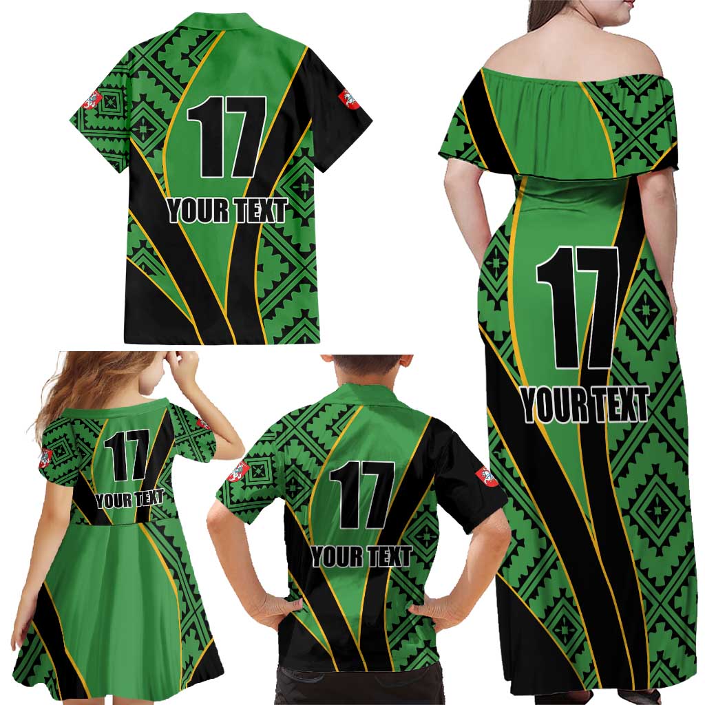 Republic of Lithuana Rugby Family Matching Off Shoulder Maxi Dress and Hawaiian Shirt Sporty Style