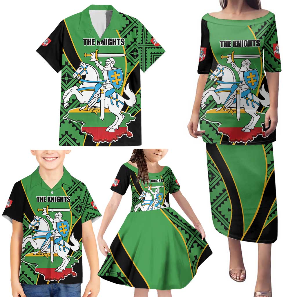 Republic of Lithuana Rugby Family Matching Puletasi and Hawaiian Shirt Sporty Style
