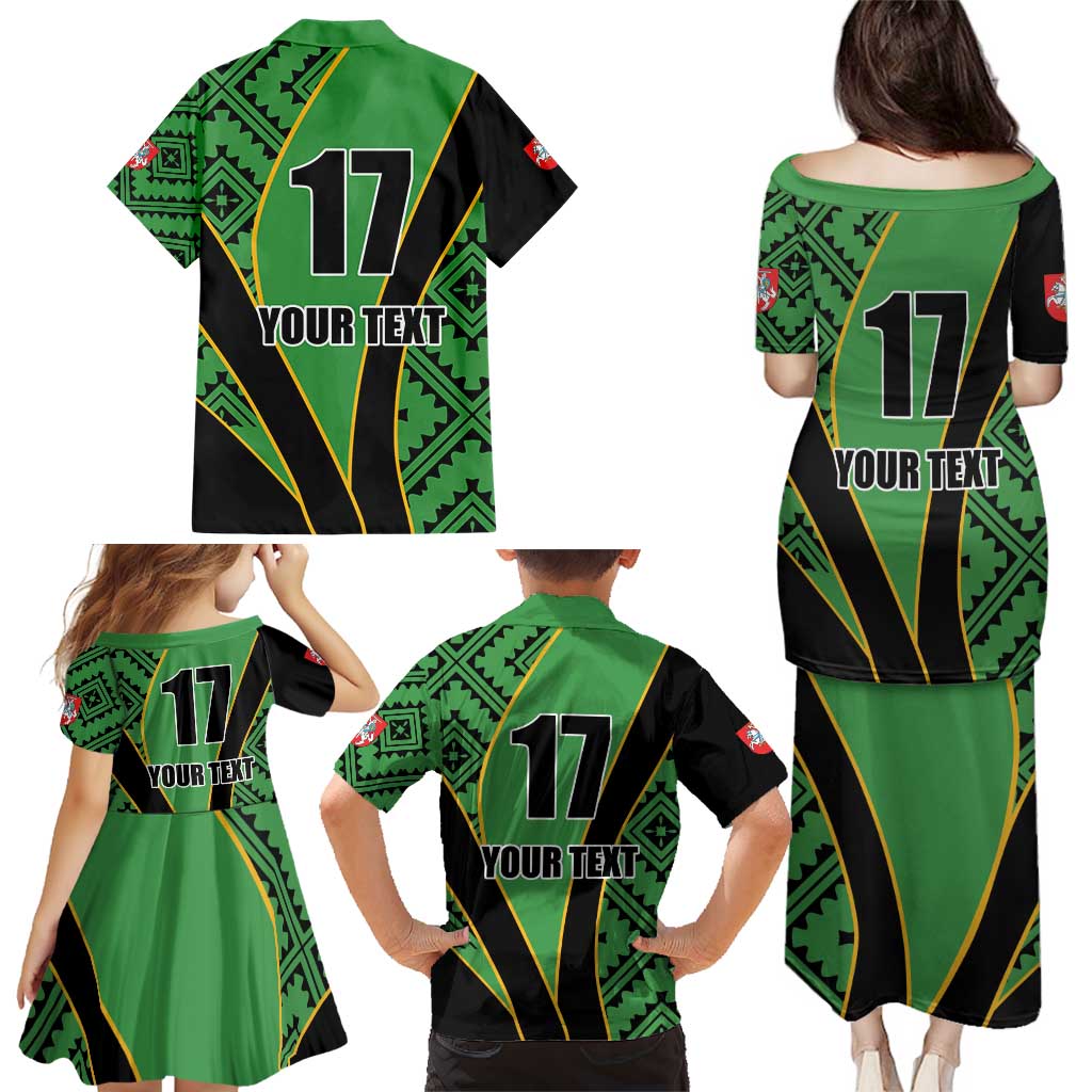 Republic of Lithuana Rugby Family Matching Puletasi and Hawaiian Shirt Sporty Style