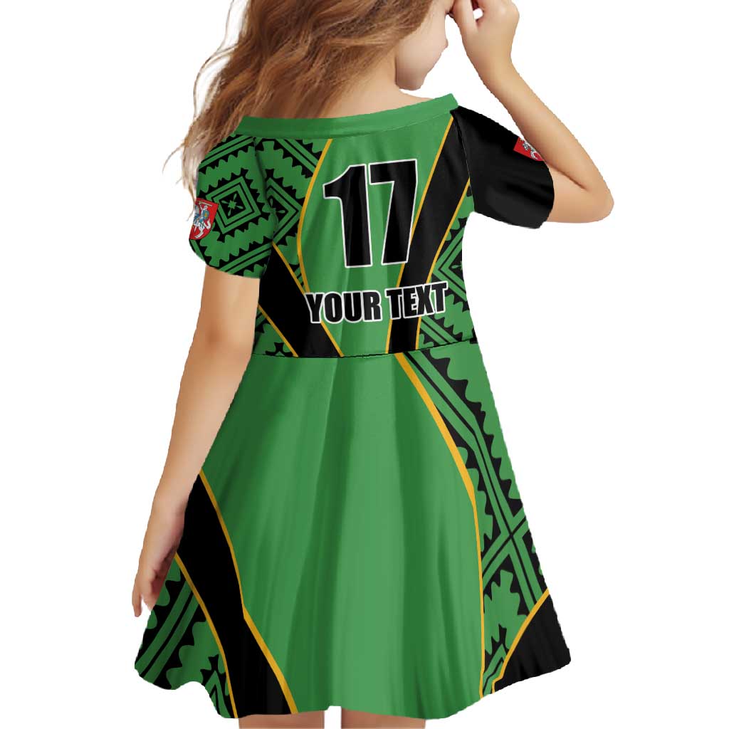 Republic of Lithuana Rugby Family Matching Short Sleeve Bodycon Dress and Hawaiian Shirt Sporty Style