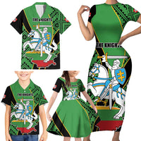 Republic of Lithuana Rugby Family Matching Short Sleeve Bodycon Dress and Hawaiian Shirt Sporty Style