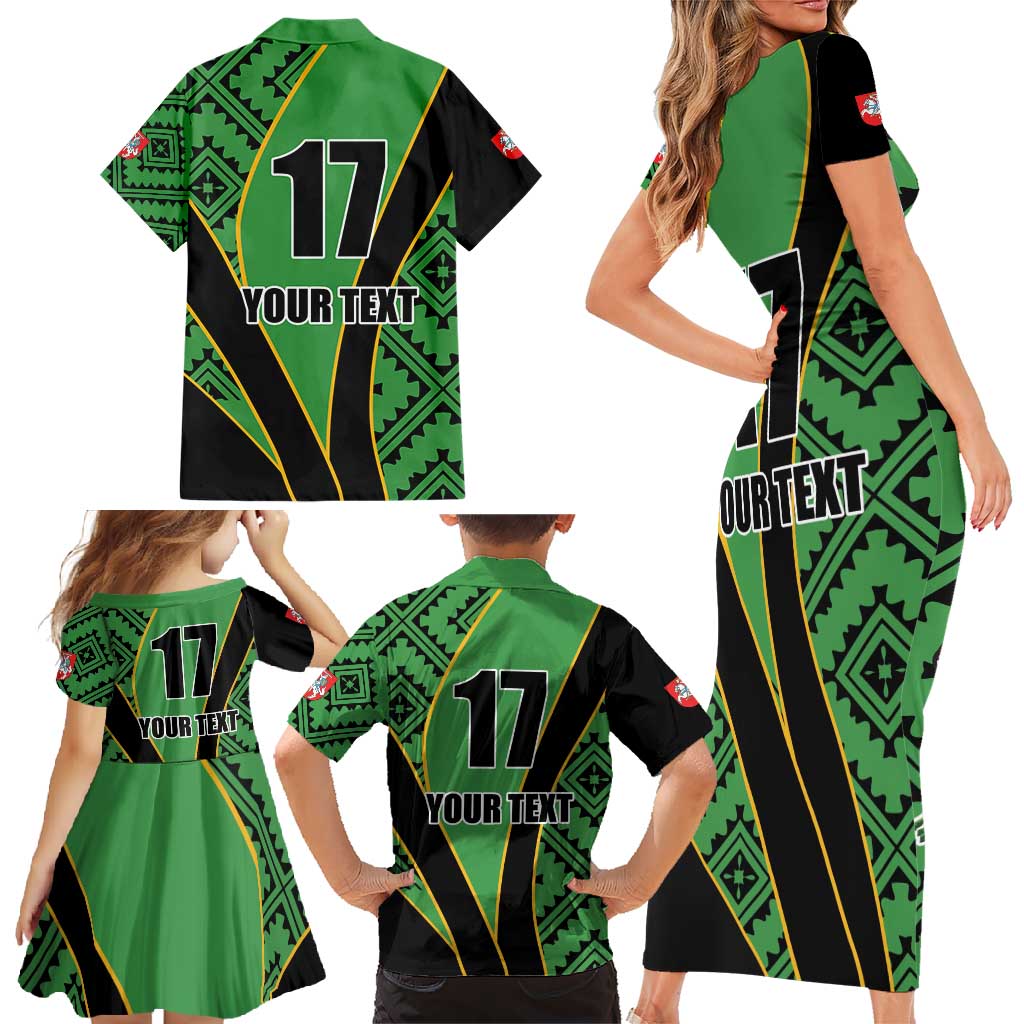 Republic of Lithuana Rugby Family Matching Short Sleeve Bodycon Dress and Hawaiian Shirt Sporty Style