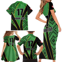 Republic of Lithuana Rugby Family Matching Short Sleeve Bodycon Dress and Hawaiian Shirt Sporty Style