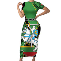 Republic of Lithuana Rugby Family Matching Short Sleeve Bodycon Dress and Hawaiian Shirt Sporty Style