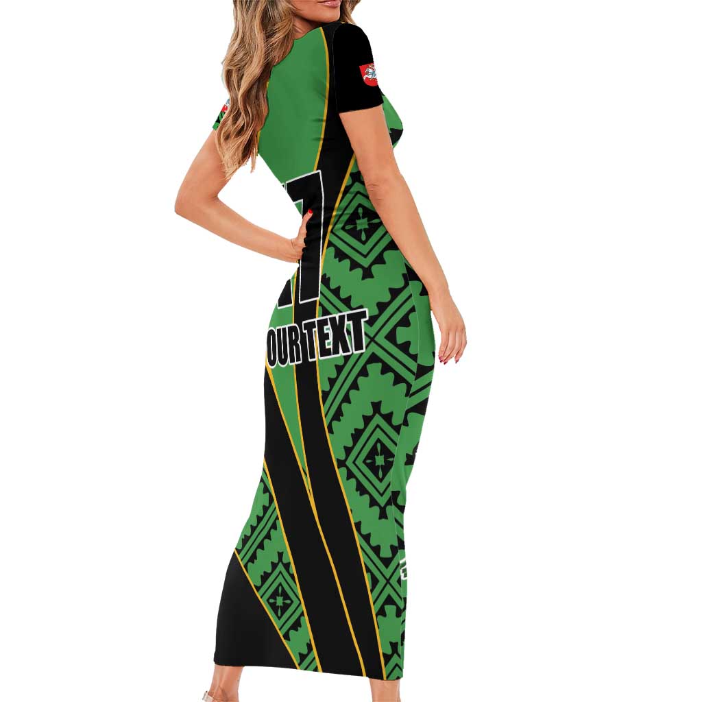 Republic of Lithuana Rugby Family Matching Short Sleeve Bodycon Dress and Hawaiian Shirt Sporty Style