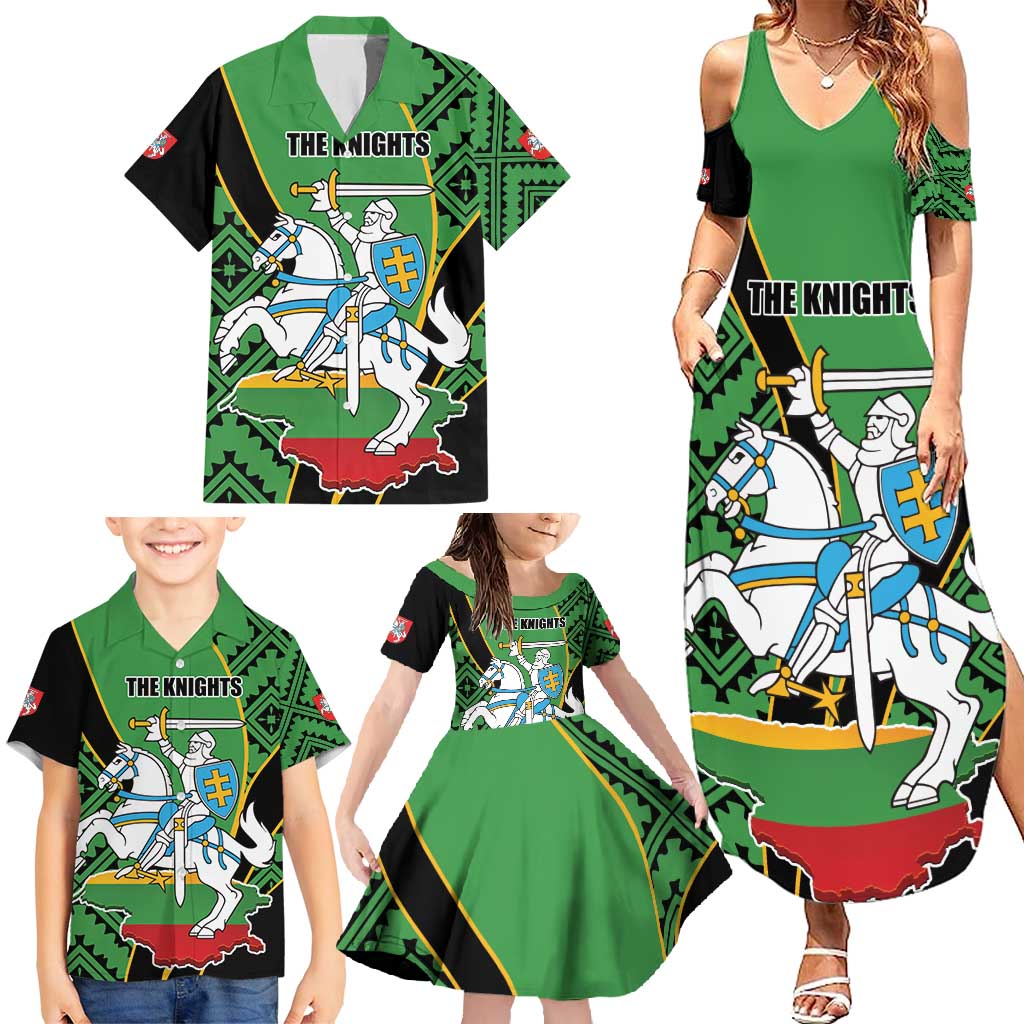 Republic of Lithuana Rugby Family Matching Summer Maxi Dress and Hawaiian Shirt Sporty Style