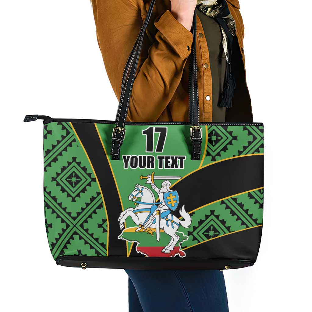 Republic of Lithuana Rugby Leather Tote Bag Sporty Style