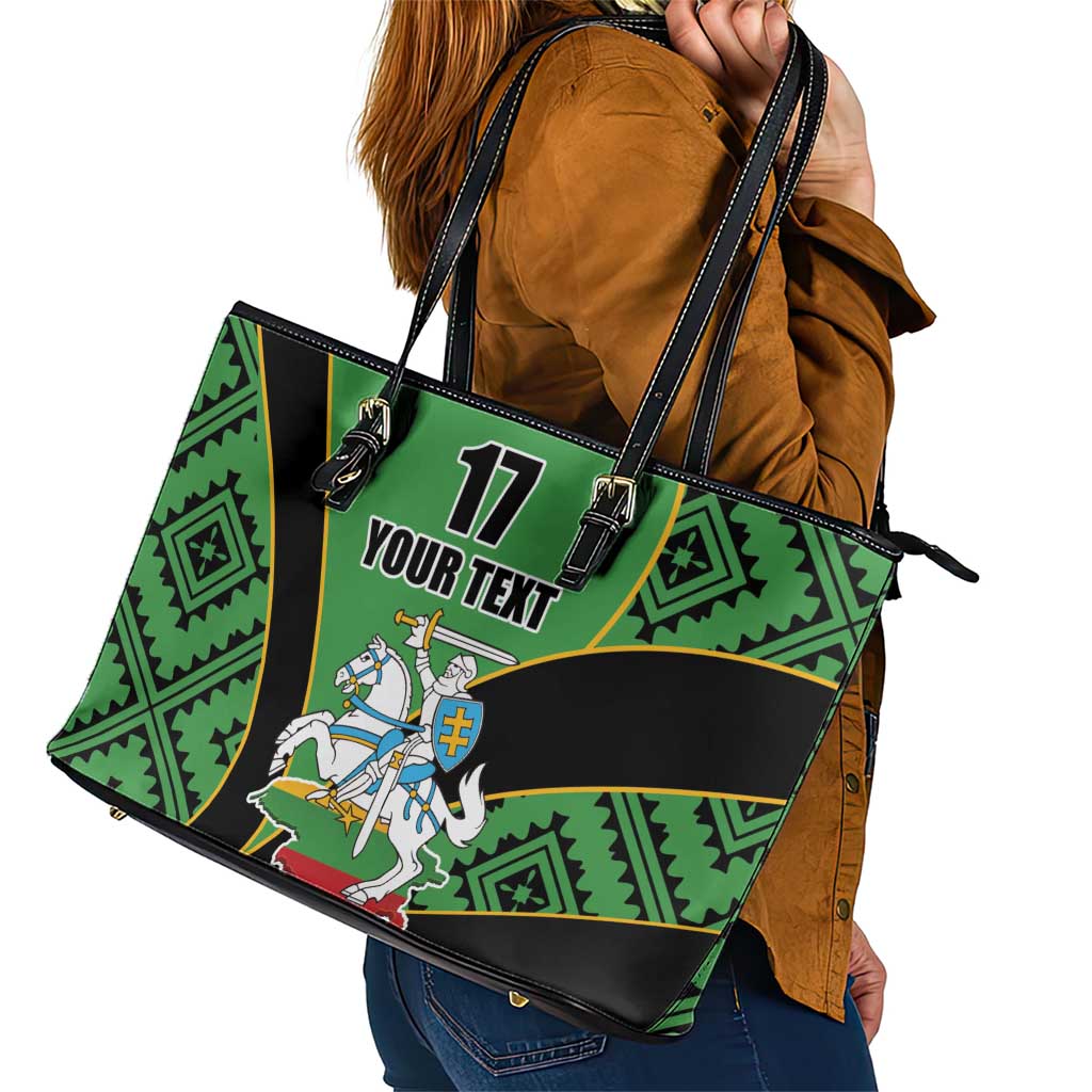 Republic of Lithuana Rugby Leather Tote Bag Sporty Style