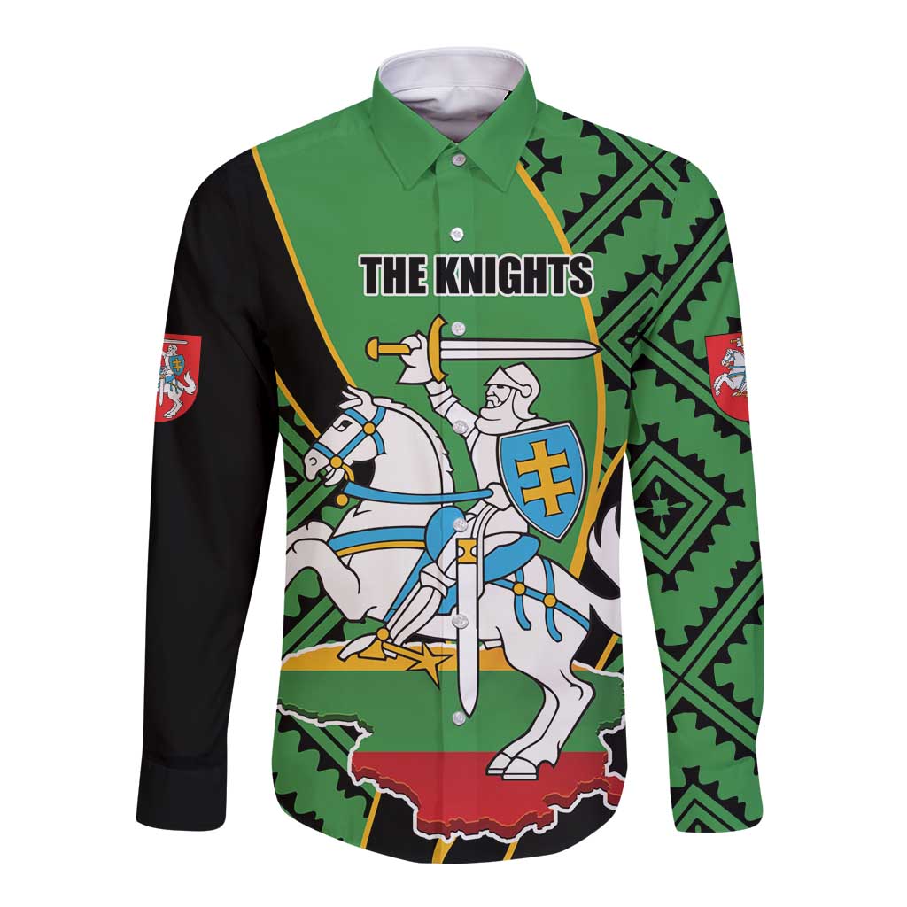 Republic of Lithuana Rugby Long Sleeve Button Shirt Sporty Style