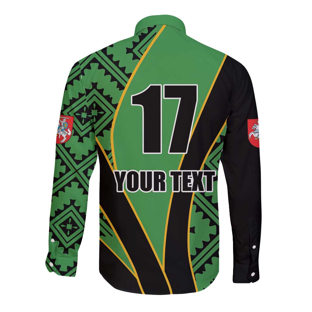 Republic of Lithuana Rugby Long Sleeve Button Shirt Sporty Style