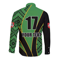 Republic of Lithuana Rugby Long Sleeve Button Shirt Sporty Style
