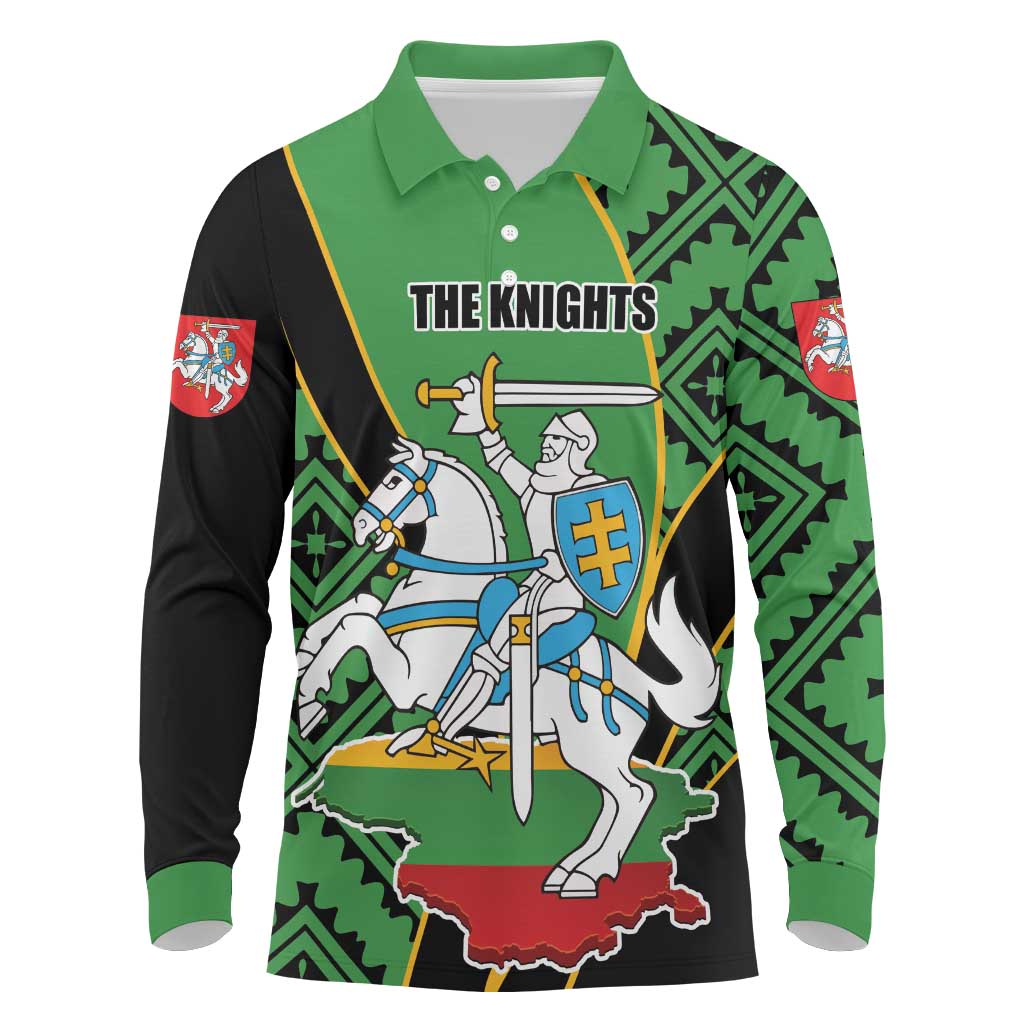 Republic of Lithuana Rugby Long Sleeve Polo Shirt Sporty Style