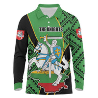 Republic of Lithuana Rugby Long Sleeve Polo Shirt Sporty Style