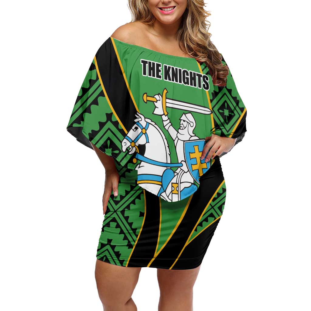 Republic of Lithuana Rugby Off Shoulder Short Dress Sporty Style