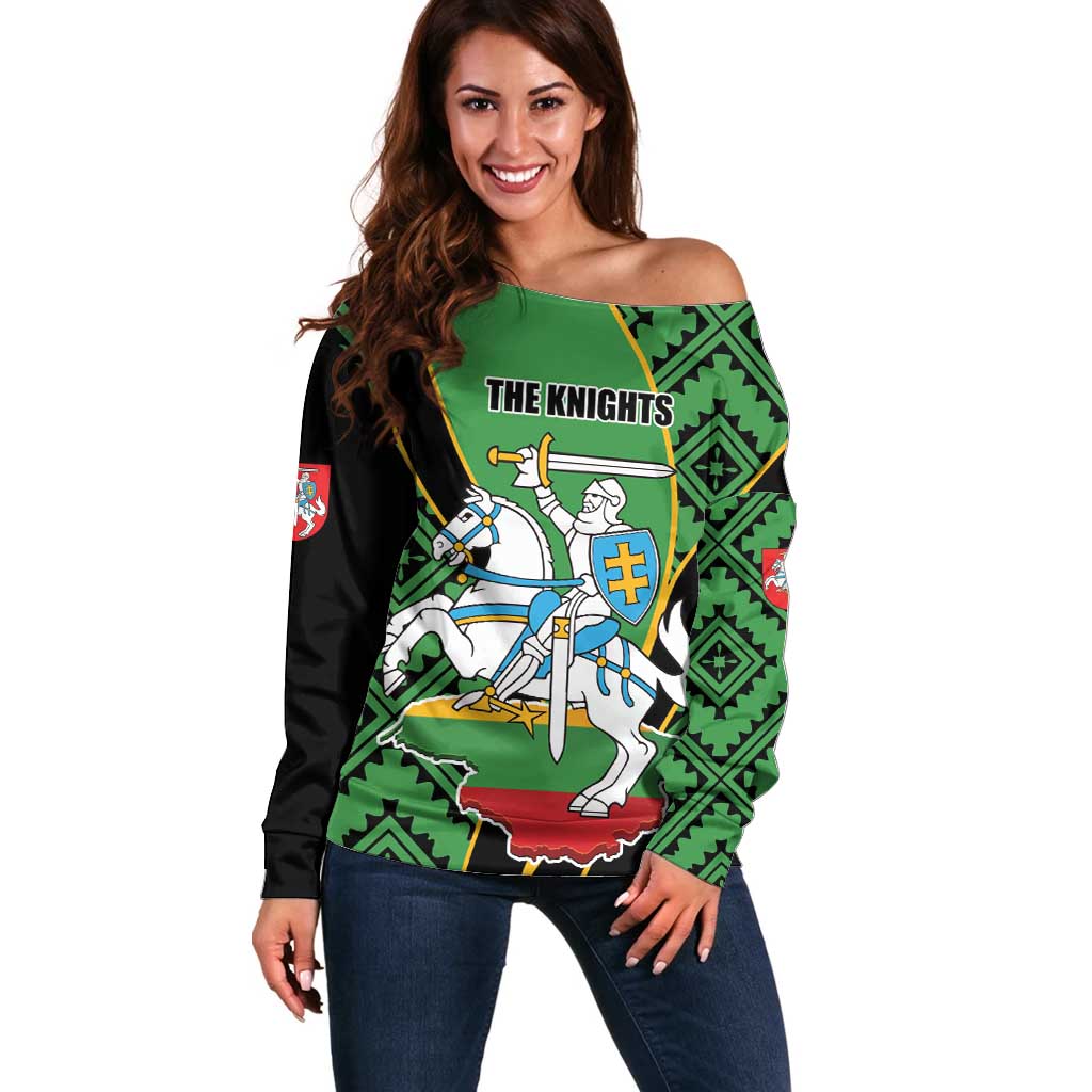 Republic of Lithuana Rugby Off Shoulder Sweater Sporty Style