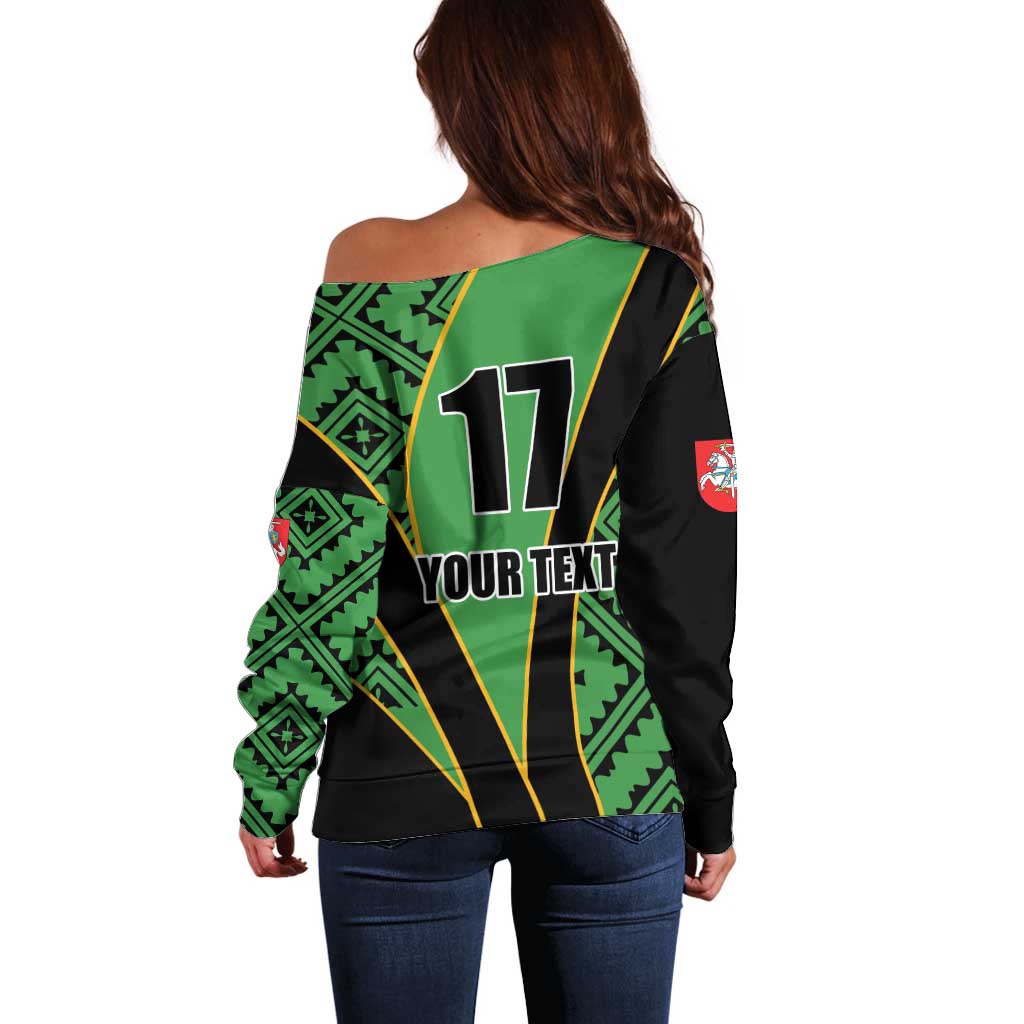 Republic of Lithuana Rugby Off Shoulder Sweater Sporty Style