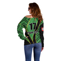 Republic of Lithuana Rugby Off Shoulder Sweater Sporty Style