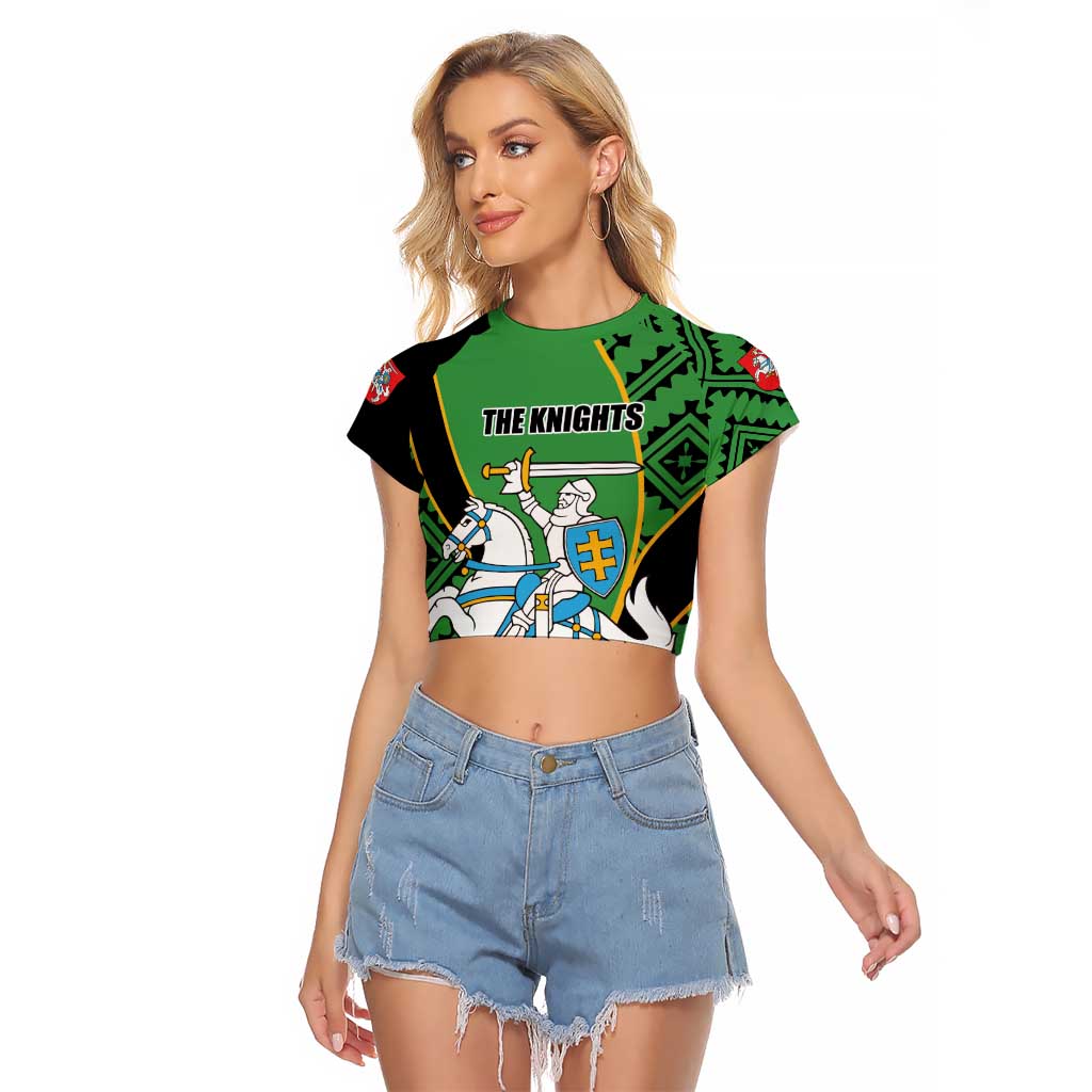 Republic of Lithuana Rugby Raglan Cropped T Shirt Sporty Style
