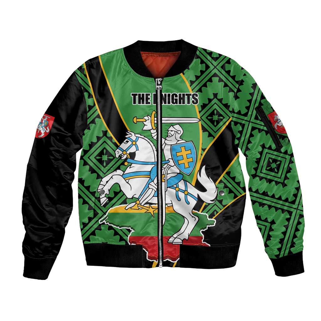 Republic of Lithuana Rugby Sleeve Zip Bomber Jacket Sporty Style