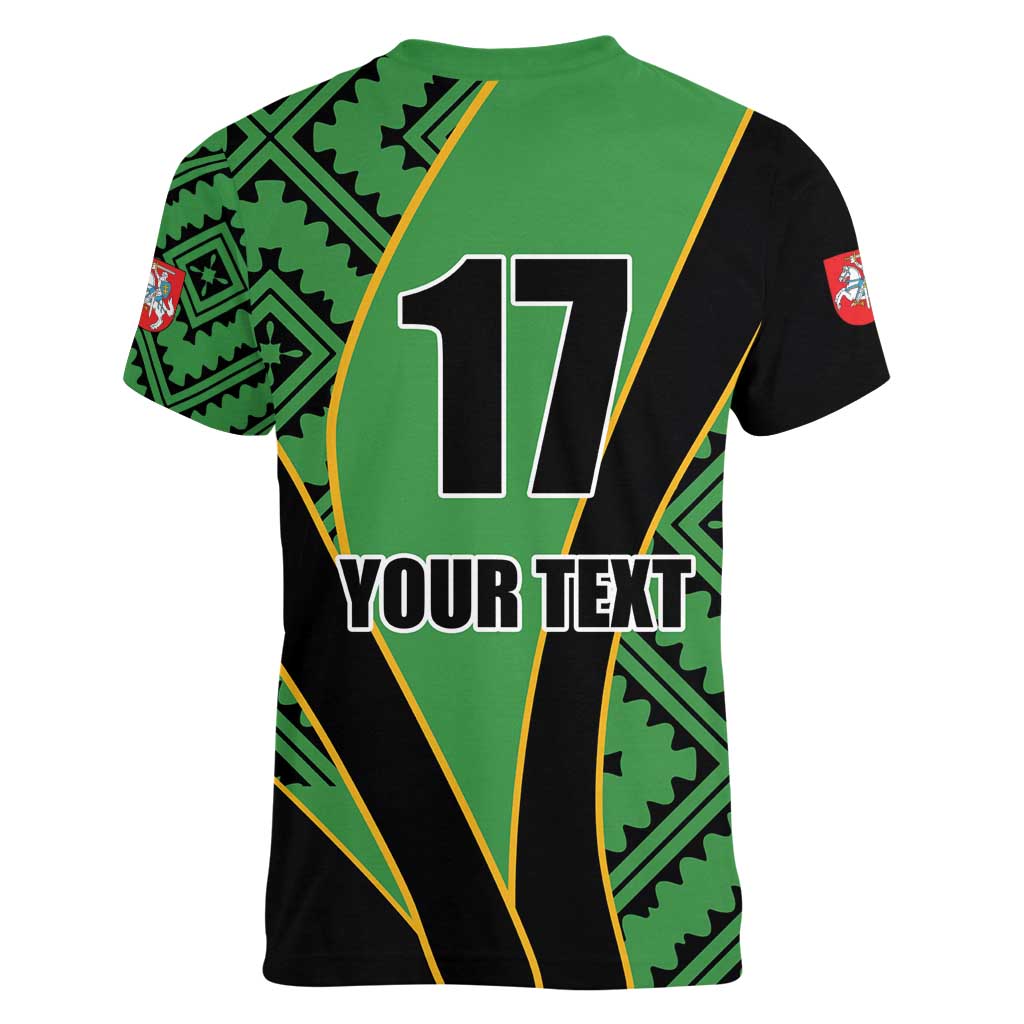 Republic of Lithuana Rugby Women V-Neck T-Shirt Sporty Style LT17 - Wonder Print Shop