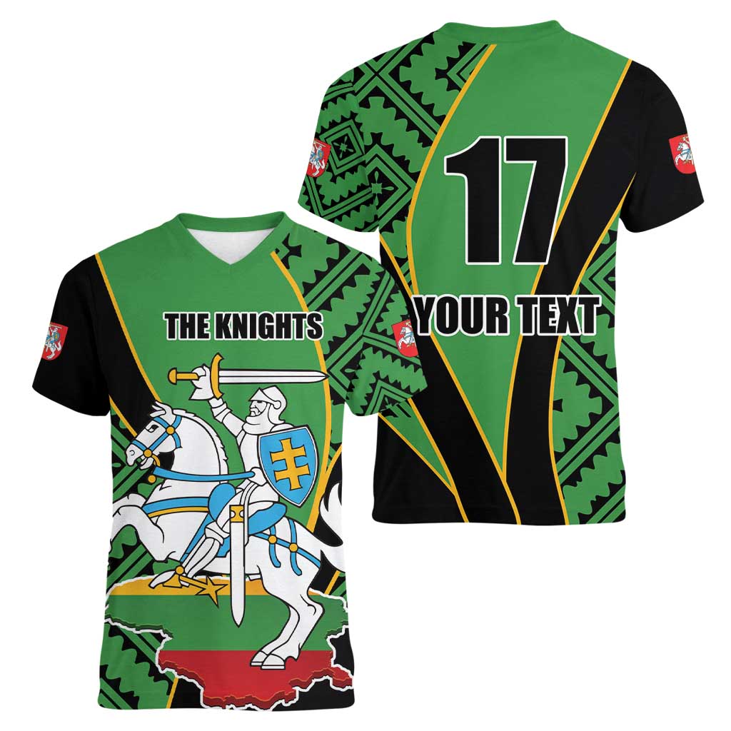 Republic of Lithuana Rugby Women V-Neck T-Shirt Sporty Style LT17 - Wonder Print Shop