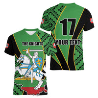 Republic of Lithuana Rugby Women V-Neck T-Shirt Sporty Style LT17 - Wonder Print Shop