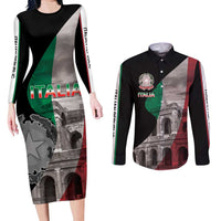 Italian Republic The Pantheon Couples Matching Long Sleeve Bodycon Dress and Long Sleeve Button Shirt Emblema della Repubblica Italiana
