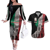 Italian Republic The Pantheon Couples Matching Off The Shoulder Long Sleeve Dress and Hawaiian Shirt Emblema della Repubblica Italiana