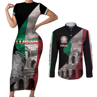 Italian Republic The Pantheon Couples Matching Short Sleeve Bodycon Dress and Long Sleeve Button Shirt Emblema della Repubblica Italiana