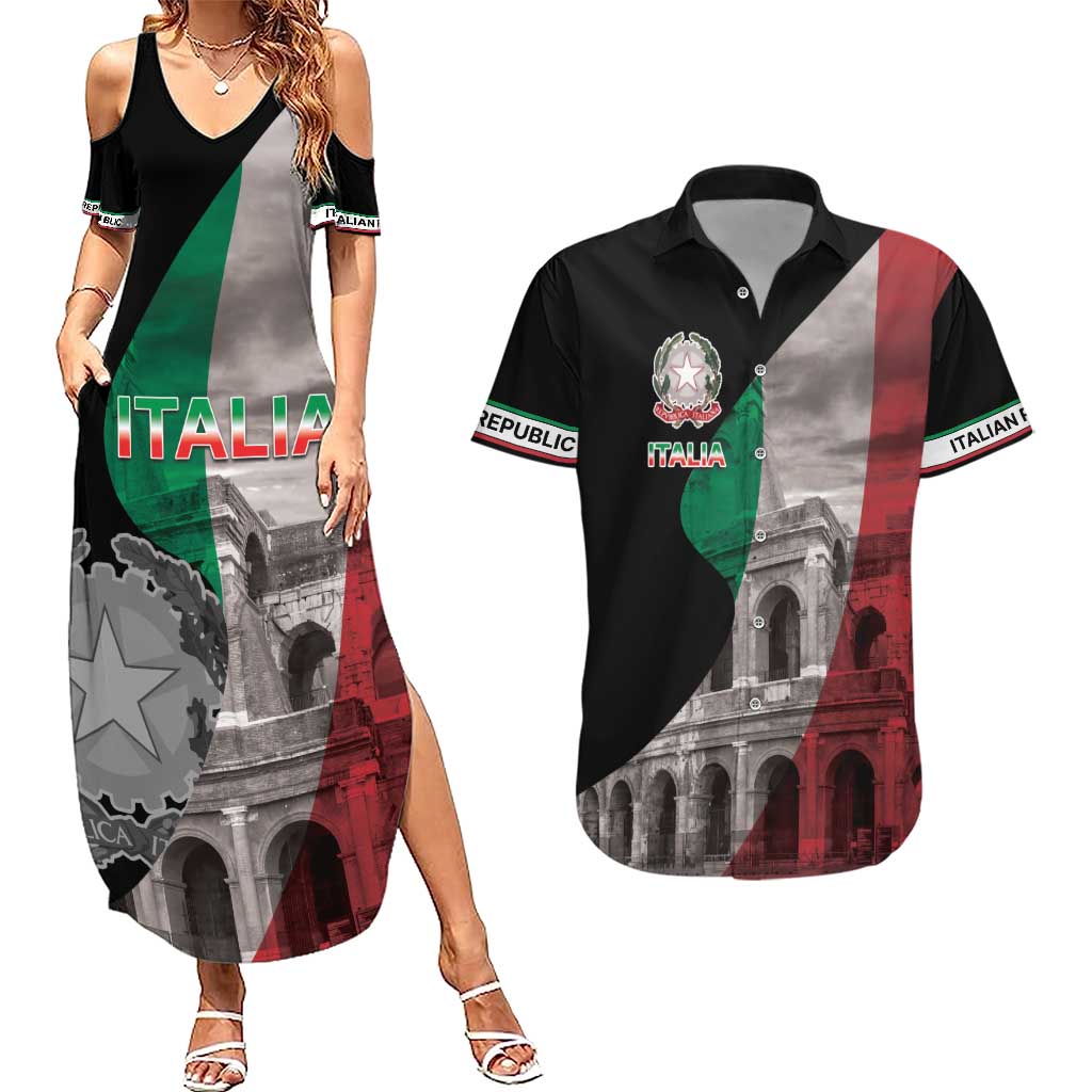 Italian Republic The Pantheon Couples Matching Summer Maxi Dress and Hawaiian Shirt Emblema della Repubblica Italiana