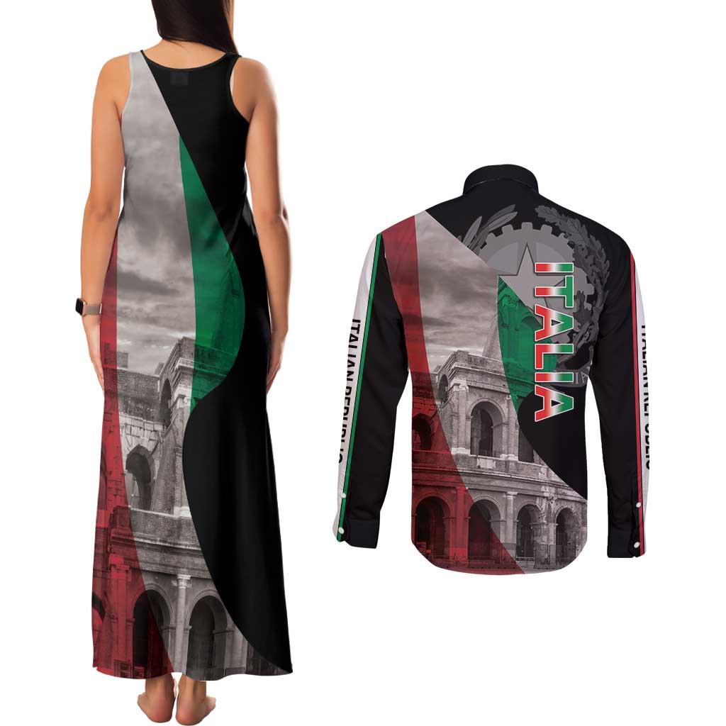 Italian Republic The Pantheon Couples Matching Tank Maxi Dress and Long Sleeve Button Shirt Emblema della Repubblica Italiana