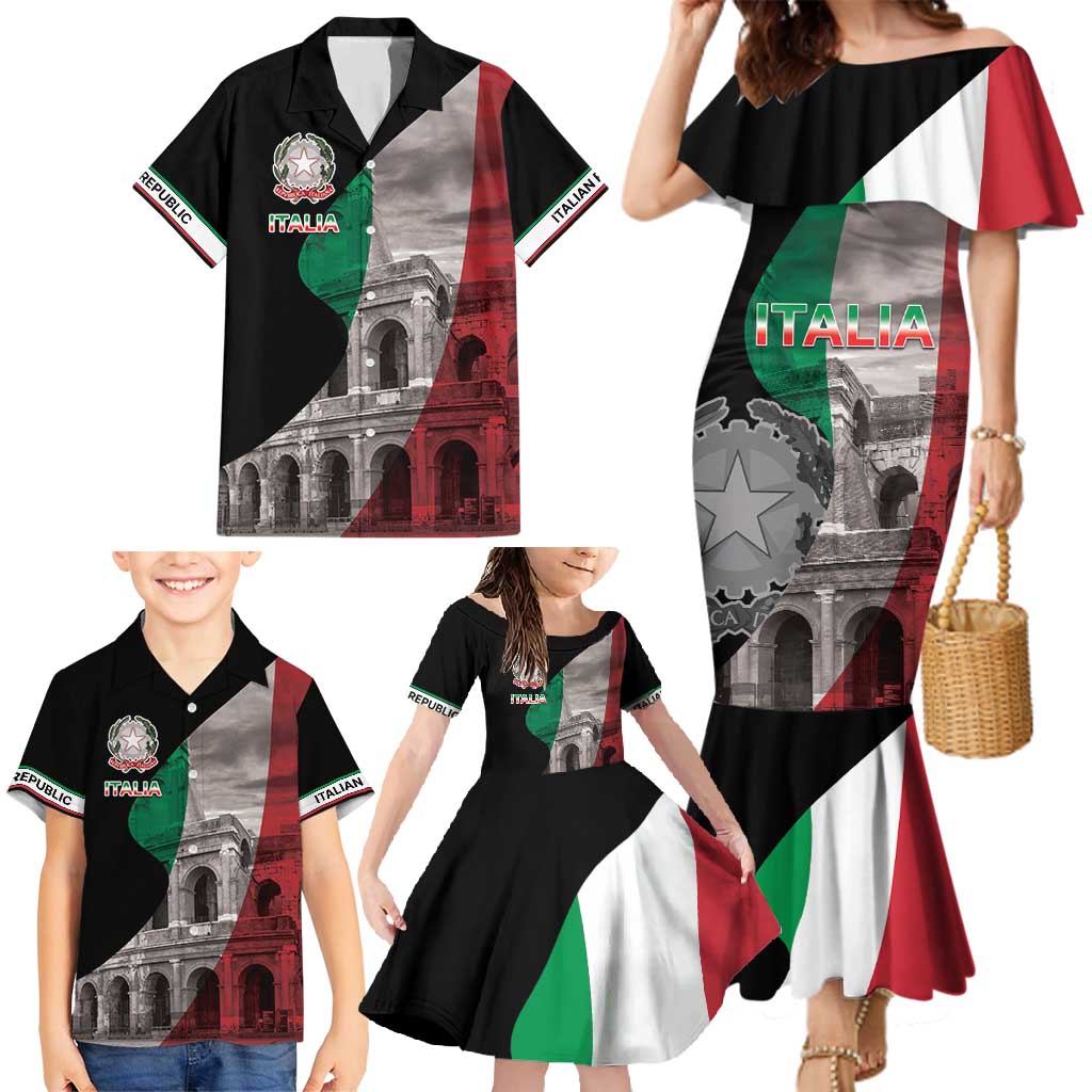 Italian Republic The Pantheon Family Matching Mermaid Dress and Hawaiian Shirt Emblema della Repubblica Italiana