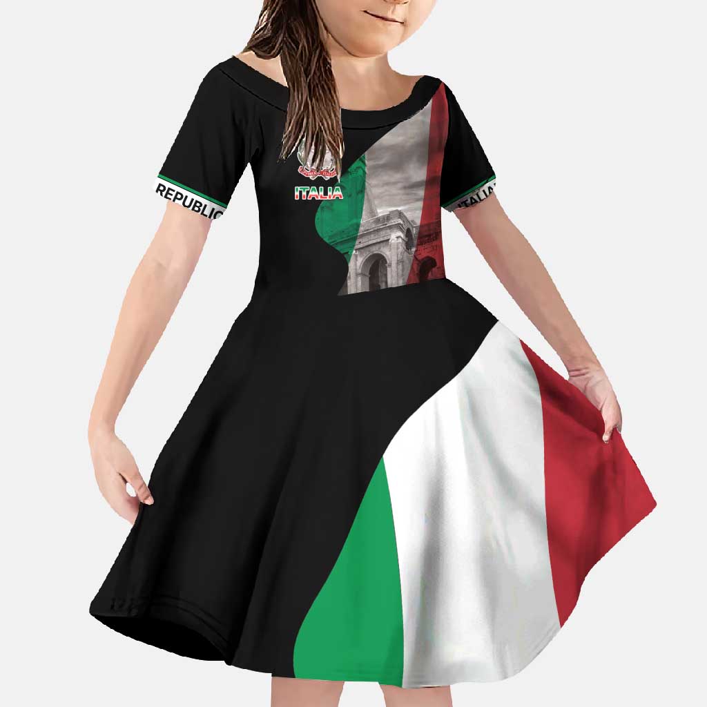 Italian Republic The Pantheon Family Matching Off Shoulder Maxi Dress and Hawaiian Shirt Emblema della Repubblica Italiana