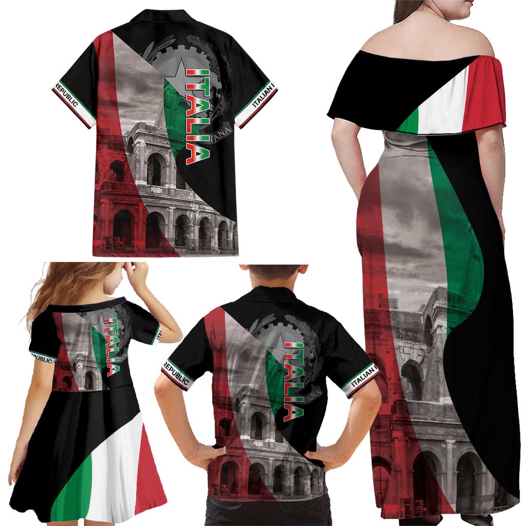 Italian Republic The Pantheon Family Matching Off Shoulder Maxi Dress and Hawaiian Shirt Emblema della Repubblica Italiana