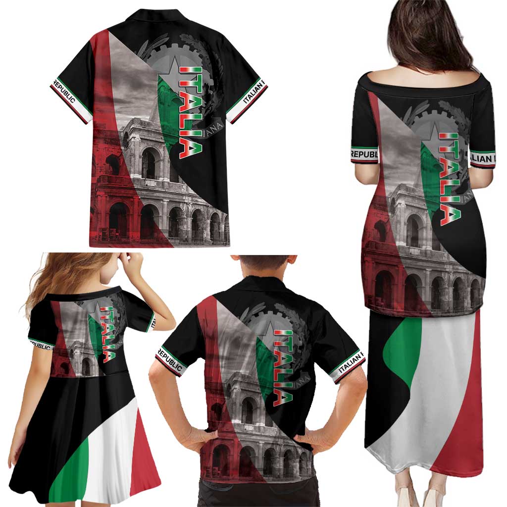 Italian Republic The Pantheon Family Matching Puletasi and Hawaiian Shirt Emblema della Repubblica Italiana