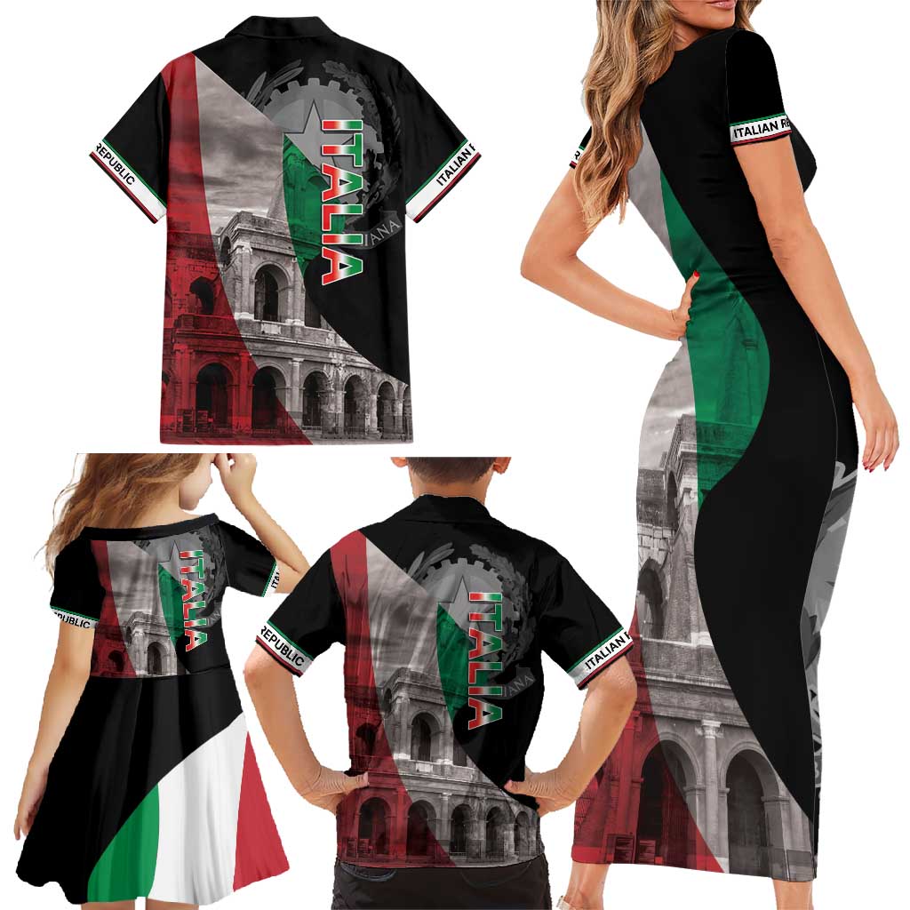 Italian Republic The Pantheon Family Matching Short Sleeve Bodycon Dress and Hawaiian Shirt Emblema della Repubblica Italiana