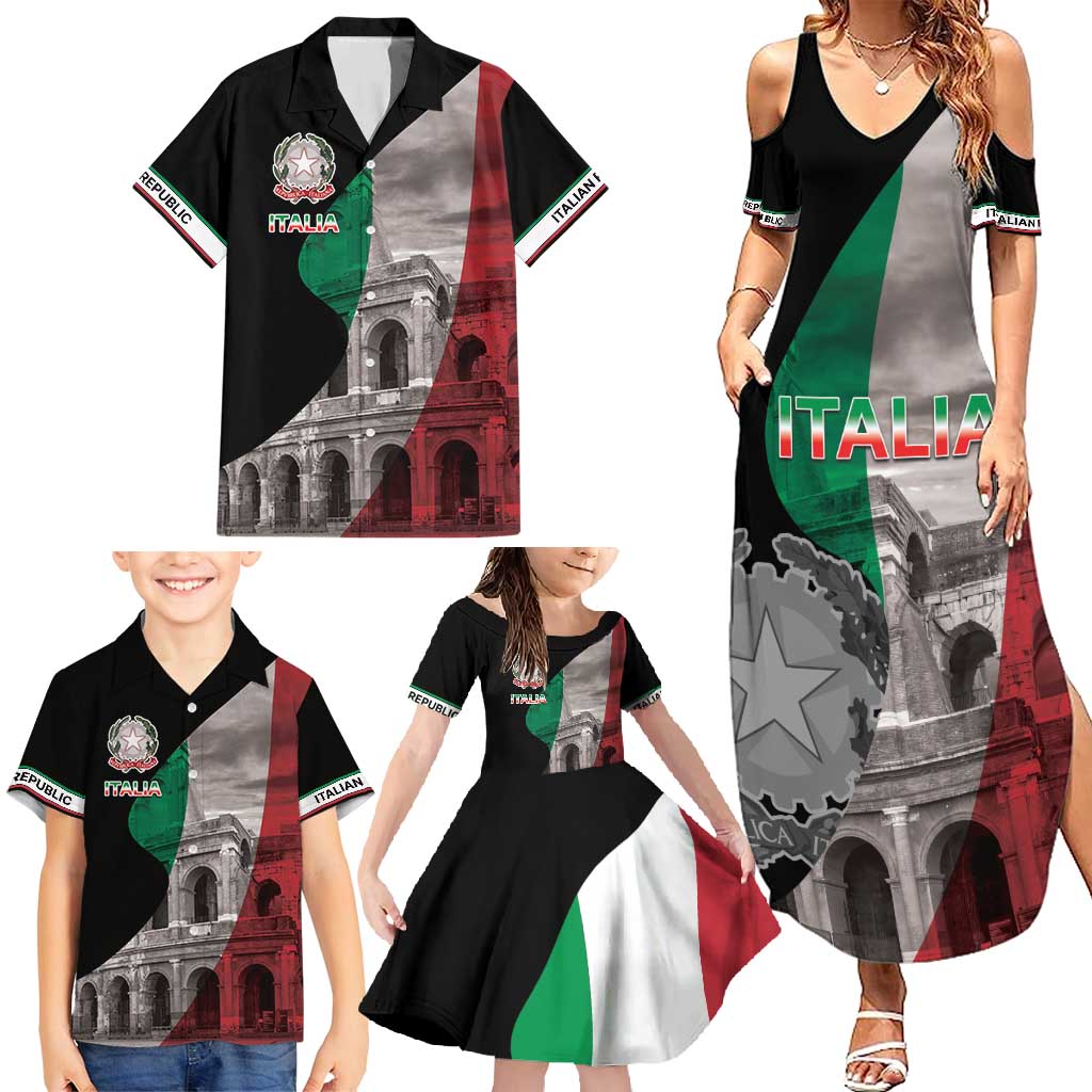 Italian Republic The Pantheon Family Matching Summer Maxi Dress and Hawaiian Shirt Emblema della Repubblica Italiana