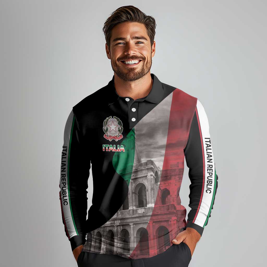 Italian Republic The Pantheon Long Sleeve Polo Shirt Emblema della Repubblica Italiana