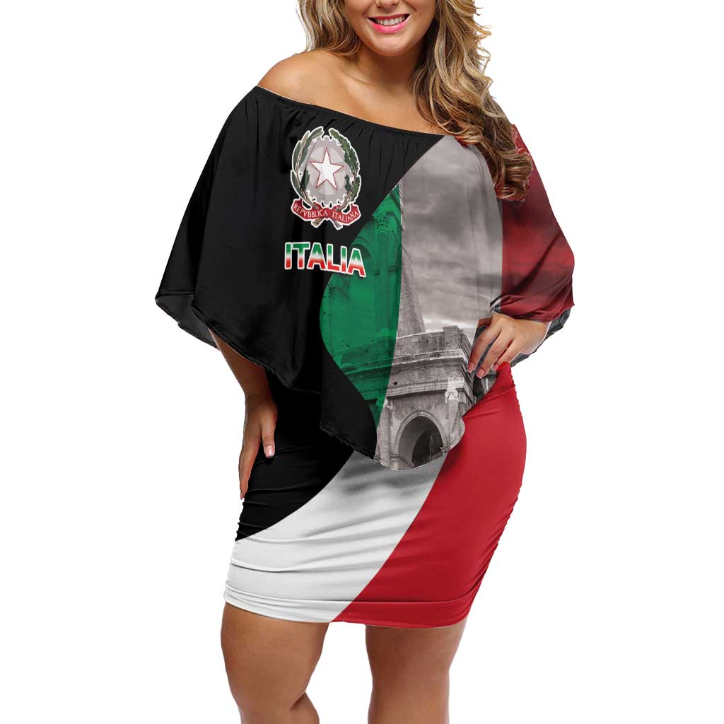Italian Republic The Pantheon Off Shoulder Short Dress Emblema della Repubblica Italiana